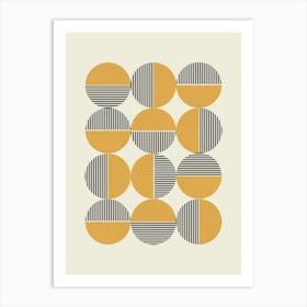 Mid-century Modern Circle Pattern Abstract Modern Gold Art Print