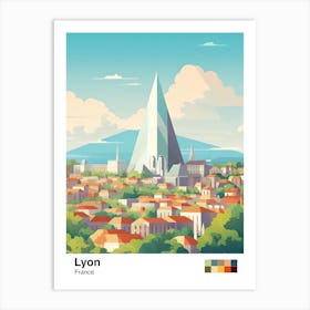 Lyon, France, Geometric Illustration 2 Poster Art Print