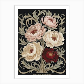 Peonies William Morris Style 9 Art Print