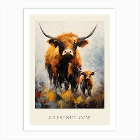 Yellow & Chestnut Brushstroke Highland Cows Art Print
