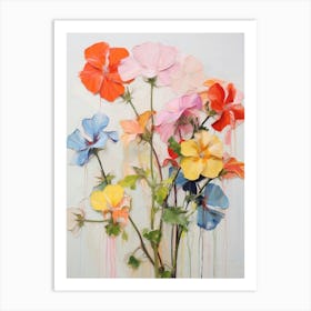 Abstract Flower Painting Geranium 2 Art Print