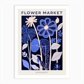 Blue Flower Market Poster Bergamot Art Print