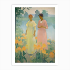 Two Women In Yellow Dresses Art Print