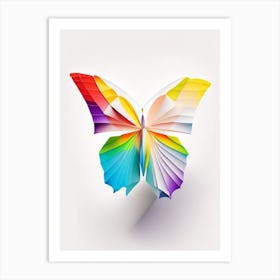 Butterfly On Rainbow Origami Style 1 Art Print