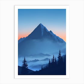 Misty Mountains Vertical Composition In Blue Tone 220 Art Print