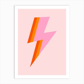 Lightning Bolt in Pink and Orange Stripes Art Print