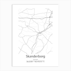 Skanderborg,Denmark Minimalist Map Art Print