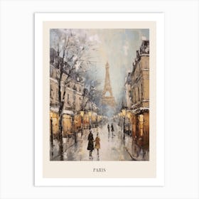 Vintage Winter Painting Poster Paris France 1 Art Print