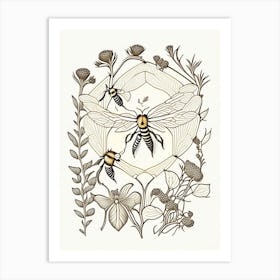 Forager Bees 3 William Morris Style Art Print