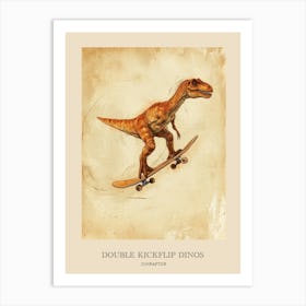 Oviraptor Vintage Dinosaur Poster 3 Art Print