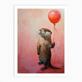 Cute Otter 1 With Balloon Art Print