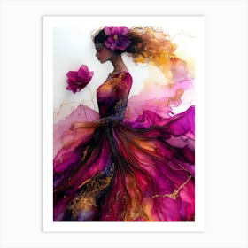 Girl In The Purple Dress Art Print