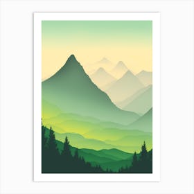 Misty Mountains Vertical Composition In Green Tone 71 Art Print