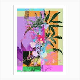 Nigella 3 Neon Flower Collage Art Print