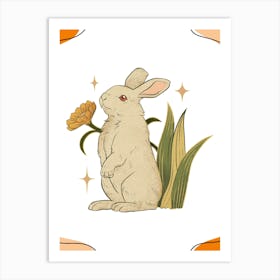 Rabbit With A Flower Art Print