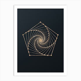 Abstract Geometric Gold Glyph on Dark Teal n.0267 Art Print