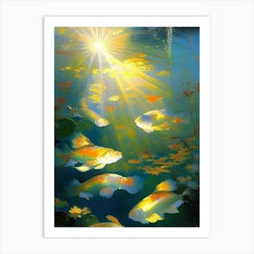 Kin Matsuba 1, Koi Fish Monet Style Classic Painting Art Print