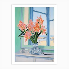 A Vase With Gladiolus, Flower Bouquet 1 Art Print