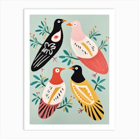 Folk Style Bird Painting Seagull 2 Art Print