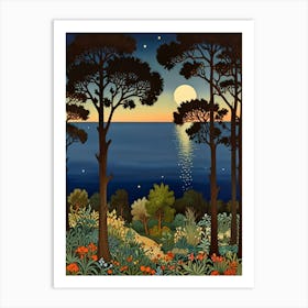 William Morris Moonlight In The Woods 87 Art Print