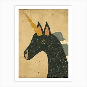 Black Unicorn Muted Pastels Portrait Art Print