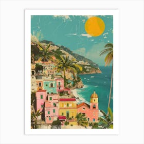 Amalfi Italy   Retro Collage Style 1 Art Print