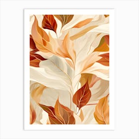 Autumn Leaves Seamless Pattern 19 Art Print