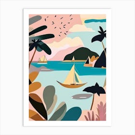 Maluku Islands Indonesia Muted Pastel Tropical Destination Art Print