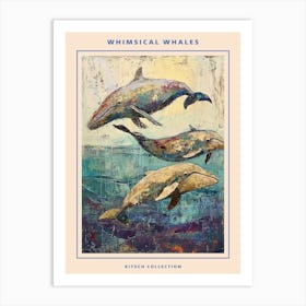 Whimsical Whales Brushstrokes Poster 1 Art Print
