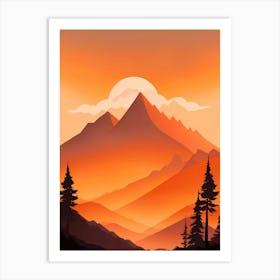 Misty Mountains Vertical Composition In Orange Tone 105 Art Print