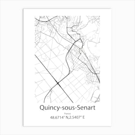 Quincy Sous Senart,France Minimalist Map Art Print