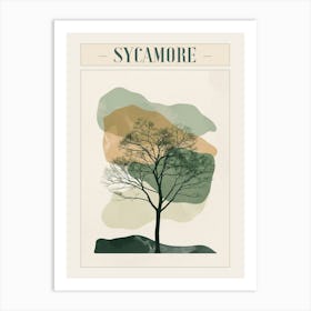 Sycamore Tree Minimal Japandi Illustration 4 Poster Art Print