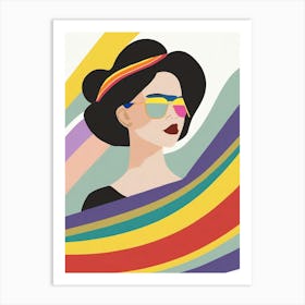 Rainbow Woman With Sunglasses Art Print