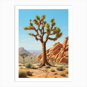 Joshua Tree In Mountain Foothill In South Western Style (4) Art Print