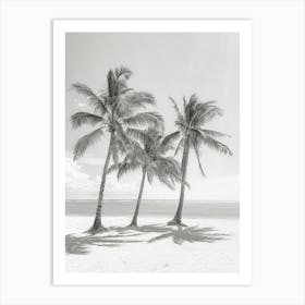 Three Palm Trees On The Beach 6 Art Print