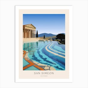 San Simeon, California Midcentury Modern Pool Poster Art Print