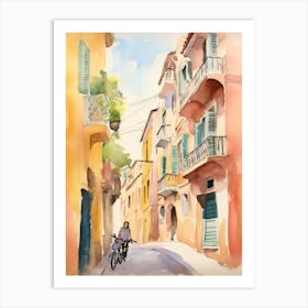 Bari, Italy Watercolour Streets 1 Art Print