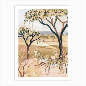 Cheetah Pastels Jungle Illustration 3 Art Print