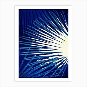 Electric blue cyanotype palm leaves 1 Art Print