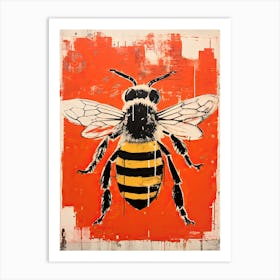 Bee, Woodblock Animal Drawing 1 Art Print