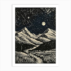 Moonlight In The Mountains 3 Art Print