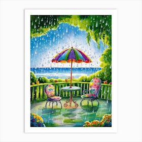 Umbrella In The Rain Art Print