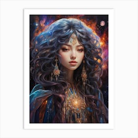 Beautiful Girl In Space Art Print