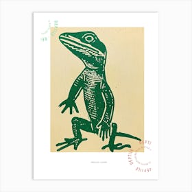 Forest Green Anoles Lizard Bold Block Colour 3 Poster Art Print