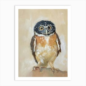 Spectacled Owl Japanese Painting 1 Art Print