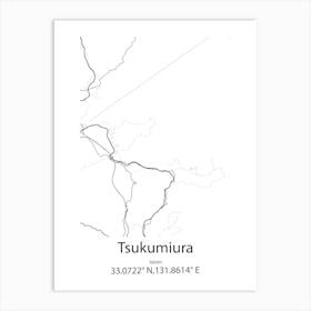 Tsukumiura,Japan Minimalist Map Art Print