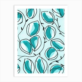 Seed Pods Aqua Art Print