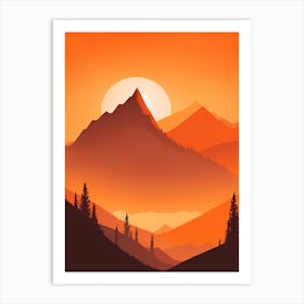 Misty Mountains Vertical Composition In Orange Tone 188 Art Print