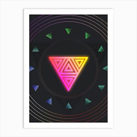 Neon Geometric Glyph in Pink and Yellow Circle Array on Black n.0382 Art Print