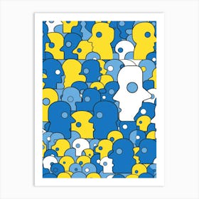 Blue And Yellow People Art Print